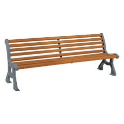 Banc bois/acier Lublin Procity, bois exotique, lg. 2000 mm, peint/zinc, fixation/platines - Chêne clair