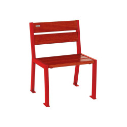 Fauteuil bois/acier Silaos 5 lames Procity, sans accoudoir, lg. 600 mm, fixation/platines - Acajou/Rouge signalisation