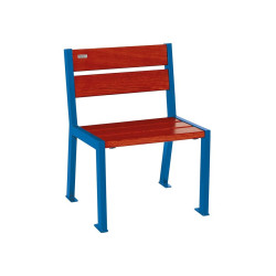 Fauteuil bois/acier Silaos 5 lames Procity, sans accoudoir, lg. 600 mm, fixation/platines - Acajou/Bleu gentiane