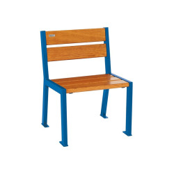Fauteuil bois/acier Silaos 5 lames Procity, sans accoudoir, lg. 600 mm, fixation/platines - Chêne clair/Bleu gentiane