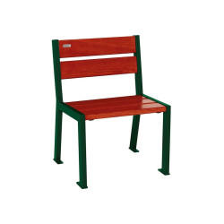 Fauteuil bois/acier Silaos 5 lames Procity, sans accoudoir, lg. 600 mm, fixation/platines - Acajou/Vert mousse