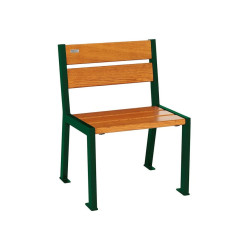 Fauteuil bois/acier Silaos 5 lames Procity, sans accoudoir, lg. 600 mm, fixation/platines - Chêne clair/Vert mousse