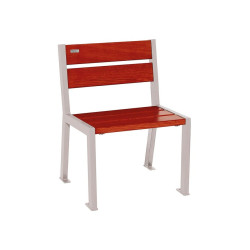 Fauteuil bois/acier Silaos 5 lames Procity, sans accoudoir, lg. 600 mm, fixation/platines - Acajou/Gris soie