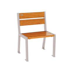 Fauteuil bois/acier Silaos 5 lames Procity, sans accoudoir, lg. 600 mm, fixation/platines - Chêne clair/Gris soie