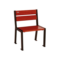 Fauteuil bois/acier Silaos 5 lames Procity, sans accoudoir, lg. 600 mm, fixation/platines - Acajou/Brun chocolat