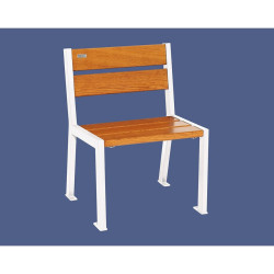Fauteuil bois/acier Silaos 5 lames Procity, sans accoudoir, lg. 600 mm, fixation/platines - Chêne clair/Blanc pur