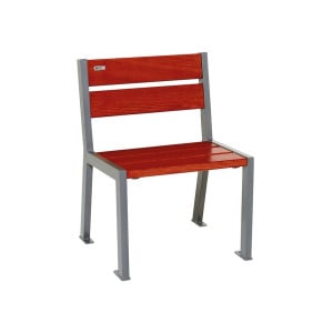 Fauteuil bois/acier Silaos 5 lames Procity, sans accoudoir, lg. 600 mm, fixation/platines - Acajou/Gris Procity