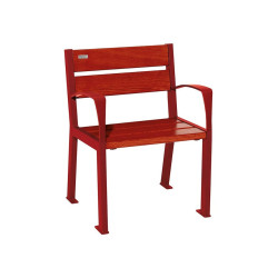 Fauteuil bois/acier Silaos 5 lames Procity, avec accoudoir, lg. 600 mm, fixation/platines - Acajou/Rouge pourpre