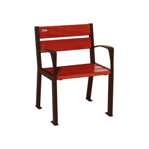 Fauteuil bois/acier Silaos 5 lames Procity, avec accoudoir, lg. 600 mm, fixation/platines - Acajou/Brun chocolat