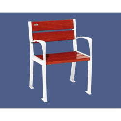 Fauteuil bois/acier Silaos 5 lames Procity, avec accoudoir, lg. 600 mm, fixation/platines - Acajou/Blanc pur