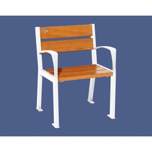 Fauteuil bois/acier Silaos 5 lames Procity, avec accoudoir, lg. 600 mm, fixation/platines - Chêne clair/Blanc pur