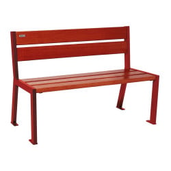 Banc bois/acier Silaos 5 lames Procity, sans accoudoir, lg. 1200 mm, fixation platines - Acajou/Rouge pourpre