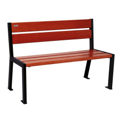Banc bois/acier Silaos 5 lames Procity, sans accoudoir, lg. 1200 mm, fixation platines - Acajou/Noir foncé