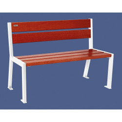 Banc bois/acier Silaos 5 lames Procity, sans accoudoir, lg. 1200 mm, fixation platines - Acajou/Blanc pur
