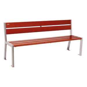Banc bois/acier Silaos 5 lames Procity, sans accoudoir, lg. 1800 mm, fixation platines - Acajou/Gris soie