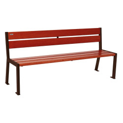 Banc bois/acier Silaos 5 lames Procity, sans accoudoir, lg. 1800 mm, fixation platines - Acajou/Brun chocolat