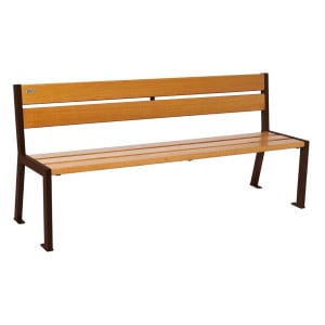 Banc bois/acier Silaos 5 lames Procity, sans accoudoir, lg. 1800 mm, fixation platines - Chêne clair/Brun chocolat