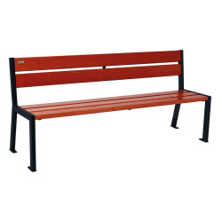 Banc bois/acier Silaos 5 lames Procity, sans accoudoir, lg. 1800 mm, fixation platines - Acajou/Noir foncé