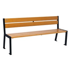Banc bois/acier Silaos 5 lames Procity, sans accoudoir, lg. 1800 mm, fixation platines - Chêne clair/Noir foncé