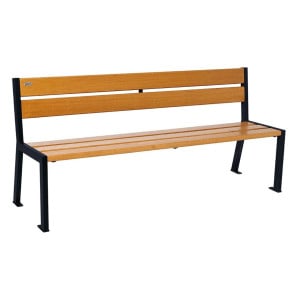 Banc bois/acier Silaos 5 lames Procity, sans accoudoir, lg. 1800 mm, fixation platines - Chêne clair/Noir foncé