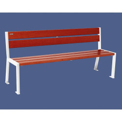 Banc bois/acier Silaos 5 lames Procity, sans accoudoir, lg. 1800 mm, fixation platines - Acajou/Blanc pur
