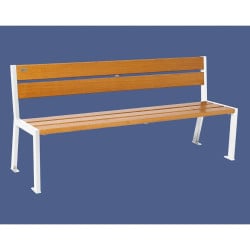 Banc bois/acier Silaos 5 lames Procity, sans accoudoir, lg. 1800 mm, fixation platines - Chêne clair/Blanc pur