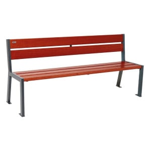 Banc bois/acier Silaos 5 lames Procity, sans accoudoir, lg. 1800 mm, fixation platines - Acajou/Gris Procity