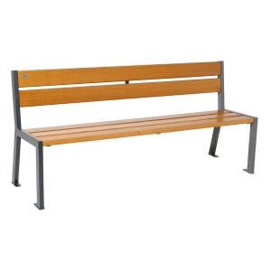 Banc bois/acier Silaos 5 lames Procity, sans accoudoir, lg. 1800 mm, fixation platines - Chêne clair/Gris Procity