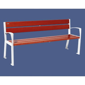 Banc bois/acier Silaos 5 lames Procity, avec accoudoir, lg. 1800 mm, fixation platines - Acajou/Blanc pur