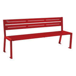 Banc acier Silaos 5 lames Procity, sans accoudoir, lg. 1800 mm, fixation platines - Rouge pourpre