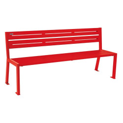 Banc acier Silaos 5 lames Procity, sans accoudoir, lg. 1800 mm, fixation platines - Rouge signalisation