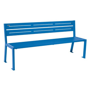 Banc acier Silaos 5 lames Procity, sans accoudoir, lg. 1800 mm, fixation platines - Bleu gentiane