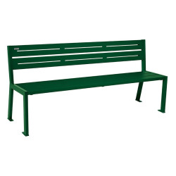 Banc acier Silaos 5 lames Procity, sans accoudoir, lg. 1800 mm, fixation platines - Vert mousse