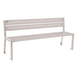 Banc acier Silaos 5 lames Procity, sans accoudoir, lg. 1800 mm, fixation platines - Gris soie