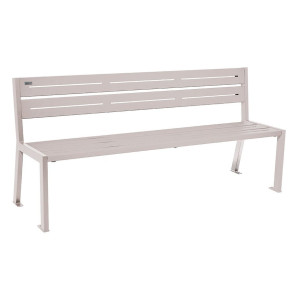 Banc acier Silaos 5 lames Procity, sans accoudoir, lg. 1800 mm, fixation platines - Gris soie