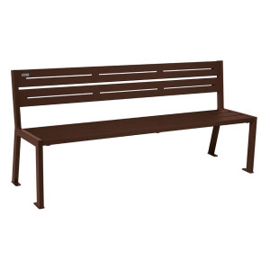 Banc acier Silaos 5 lames Procity, sans accoudoir, lg. 1800 mm, fixation platines - Brun chocolat