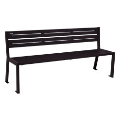 Banc acier Silaos 5 lames Procity, sans accoudoir, lg. 1800 mm, fixation platines - Noir foncé
