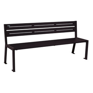Banc acier Silaos 5 lames Procity, sans accoudoir, lg. 1800 mm, fixation platines - Noir foncé