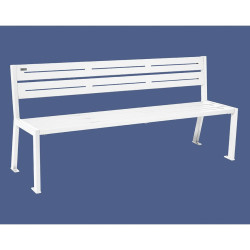 Banc acier Silaos 5 lames Procity, sans accoudoir, lg. 1800 mm, fixation platines - Blanc pur
