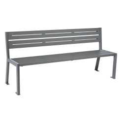 Banc acier Silaos 5 lames Procity, sans accoudoir, lg. 1800 mm, fixation platines - Gris Procity