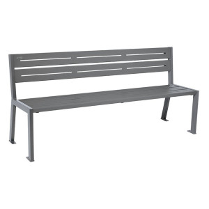 Banc acier Silaos 5 lames Procity, sans accoudoir, lg. 1800 mm, fixation platines - Gris Procity
