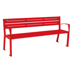 Banc acier Silaos 5 lames Procity, avec accoudoirs, lg. 1800 mm, fixation platines - Rouge signalisation
