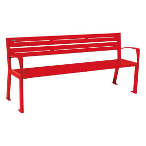 Banc acier Silaos 5 lames Procity, avec accoudoirs, lg. 1800 mm, fixation platines - Rouge signalisation