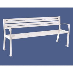 Banc acier Silaos 5 lames Procity, avec accoudoirs, lg. 1800 mm, fixation platines - Blanc pur