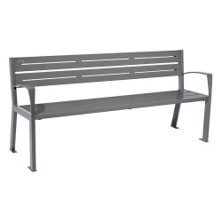 Banc acier Silaos 5 lames Procity, avec accoudoirs, lg. 1800 mm, fixation platines - Gris Procity