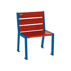 Fauteuil bois/acier Silaos 6 lames Procity, sans accoudoir, lg. 600 mm, fixation platines - Acajou/Bleu gentiane
