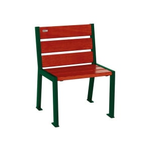 Fauteuil bois/acier Silaos 6 lames Procity, sans accoudoir, lg. 600 mm, fixation platines - Acajou/Vert mousse