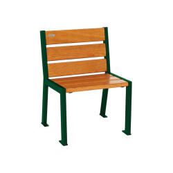 Fauteuil bois/acier Silaos 6 lames Procity, sans accoudoir, lg. 600 mm, fixation platines - Chêne clair/Vert mousse