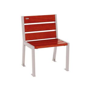 Fauteuil bois/acier Silaos 6 lames Procity, sans accoudoir, lg. 600 mm, fixation platines - Acajou/Gris soie