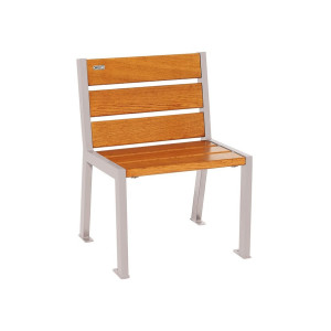 Fauteuil bois/acier Silaos 6 lames Procity, sans accoudoir, lg. 600 mm, fixation platines - Chêne clair/Gris soie